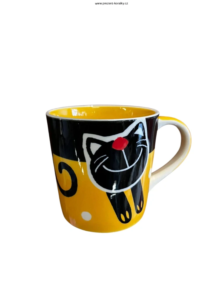 Hrnek s kočkou žlutý 400 ml