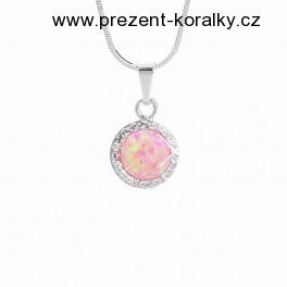 SWAROVSKI stříbrný řetízek -AG 925 růžový opál