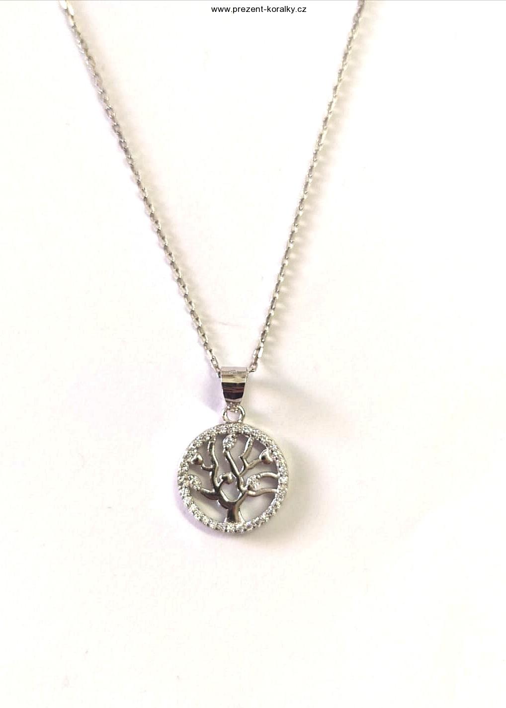 Swarovski stříbrný řetízek - strom života se SW kamínky