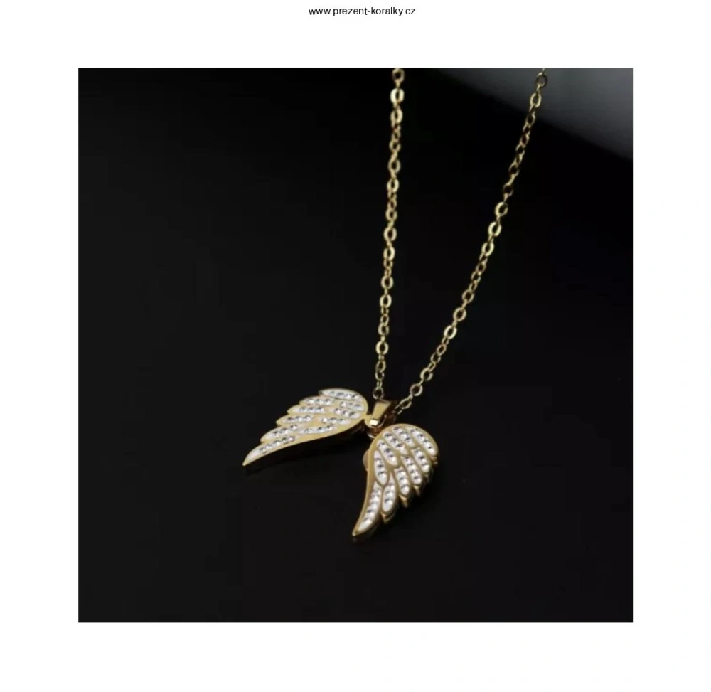 Zlatý řetízek - andělská křídla, SWAROVSKI krystalky