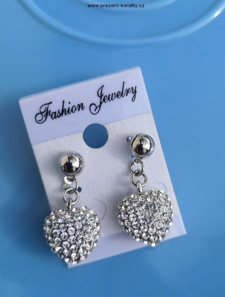 Visací náušnice srdíčka se SWAROVSKI kamínky
