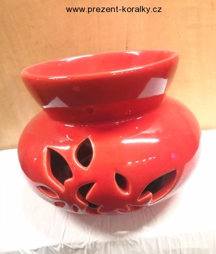 Velká červená porcelánová aromalampa