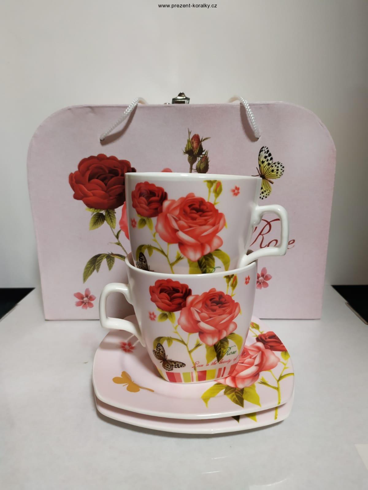 Porcelánová sada hrnků růže