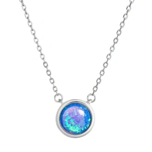 SWAROVSKI Ag925 řetízek - modrý opál kulatý