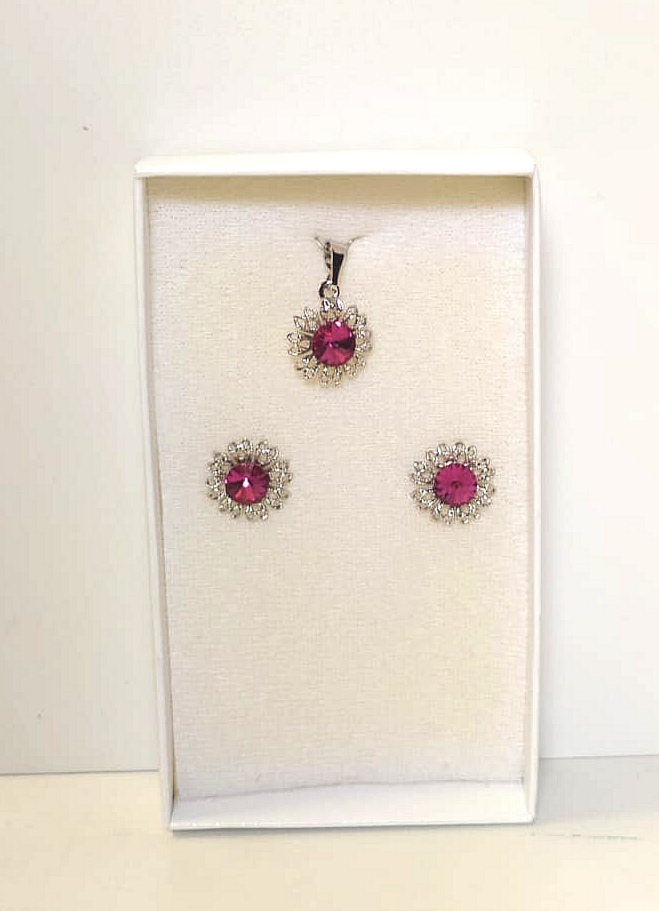 Swarovski souprava šperků s růžovým kamínkem