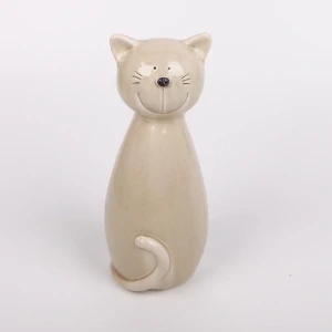 Krémová kočka z porcelánu