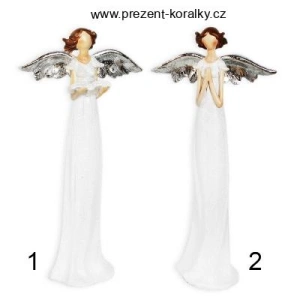 Keramický anděl na svíčku srdce