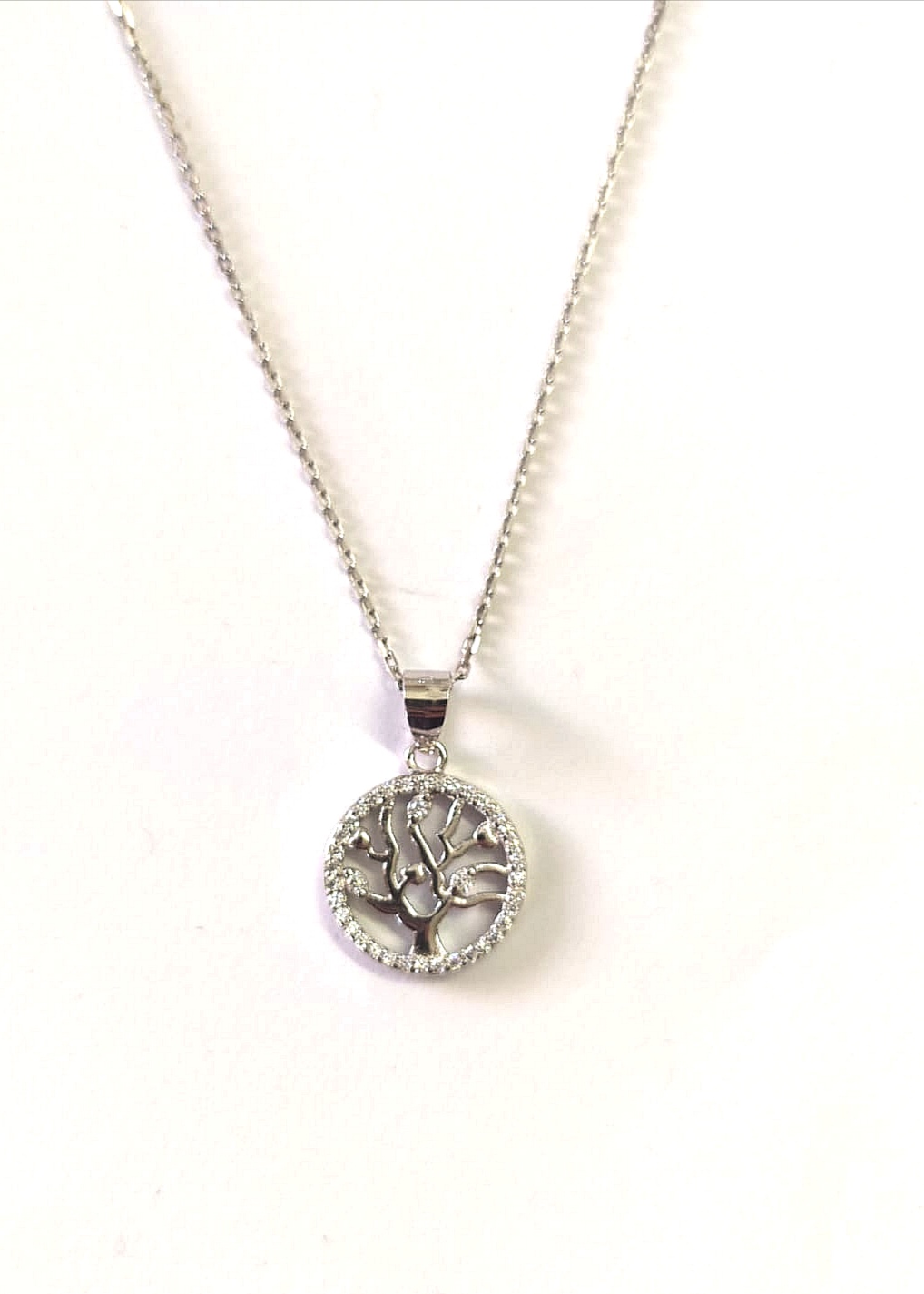 Swarovski stříbrný řetízek - strom života se SW kamínky