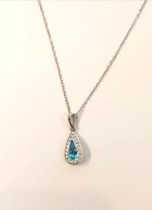 Swarovski stříbrný řetízek - kapka se SW krystalky