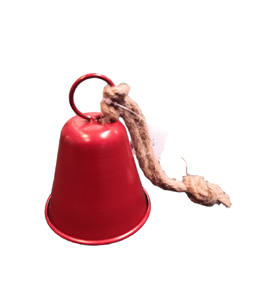 Červený kovový zvon - závěsný